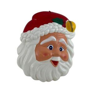 Santa Plastic Open Blow Mold "For Tony" Retro 1950s Light Up Mask Red Flashing